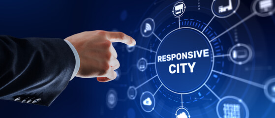 A futuristic smart city with digital infrastructure and adaptive technology for efficient urban living