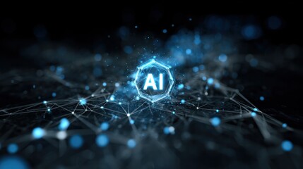 AI Technology Abstract: Capturing the essence of artificial intelligence, a dynamic network of interconnected nodes and lines pulsates with energy, symbolizing the future of technology and innovation.