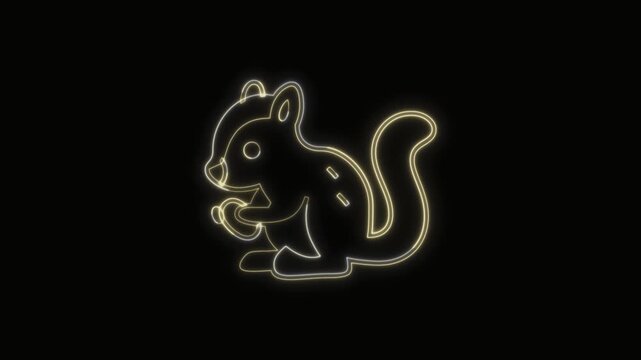 Chipmunk Icon Neon Seamless Loop 4K with Black Background Animated Promotional Typography for Video Editing