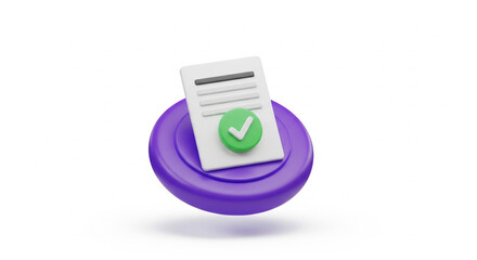 3D Invoice Bill Icon for Business Finance App on Transparent Background