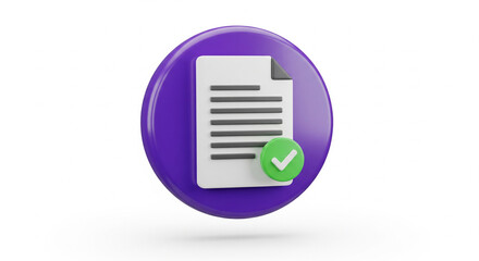 3D Invoice Bill Icon for Business Finance App on Transparent Background