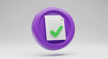 3D Invoice Bill Icon for Business Finance App on Transparent Background