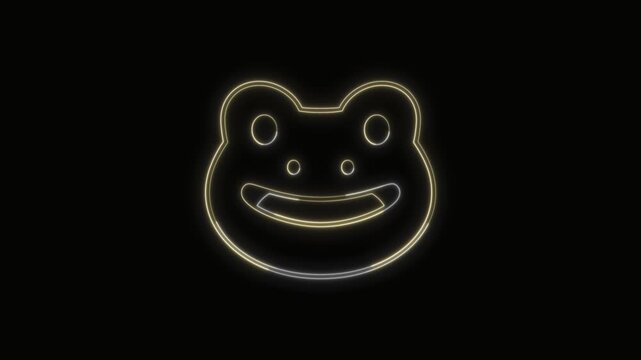 Frog Icon Neon Seamless Loop 4K with Black Background Animated Promotional Typography for Video Editing