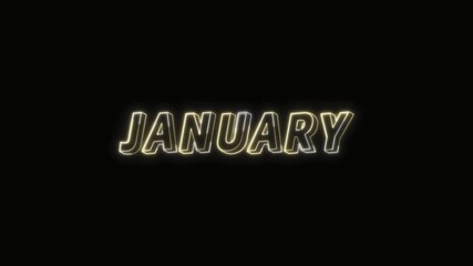 January Neon Text Seamless Loop 4K Black Background Animated Promotional Typography for Video Editing