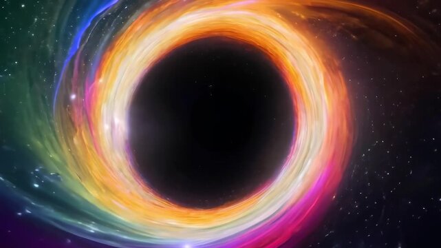 black hole intense gravitational pull warps spacetime. Swirling matter and energy form accretion disk around black hole event horizon. gravitational singularity powerful pull distorts light, spacetime