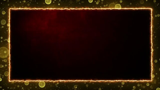 Fire Border Frame with Particle flying Back screen Video Background.