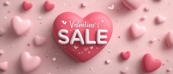 Valentine's day sale banner - romantic love promotion background cute seasonal sale illustration for special offers