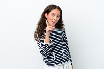 Fototapeta premium Little caucasian girl isolated on white background intending to realizes the solution while lifting a finger up