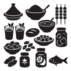 Traditional Moroccan Dishes Silhouettes 