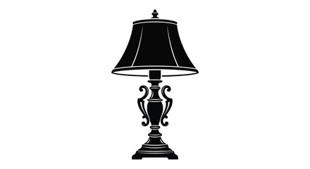 An elegant vintage table lamp detailed design black and white striking form silhouette © RMvectors02
