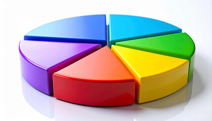 Colorful 3D pie chart element for data analytics, chart segments, isolated on white background