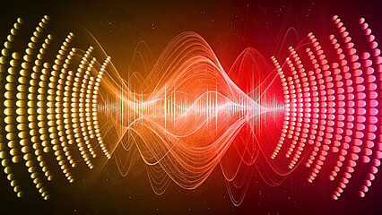 Vibrant sound wave visualization with gradient colors and dynamic patterns