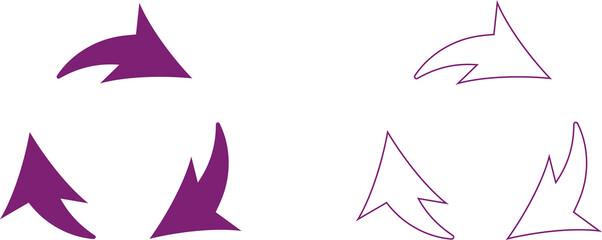 Purple recycle symbol solid and outline ecology icon vector illustration