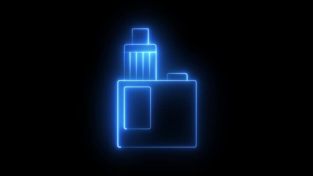 neon Vape mod device icon animation on black background. Vape cigarette icon. Vape smoking tool. Vaporizer Device. Electronic cigarette icon animation. 4k motion video.