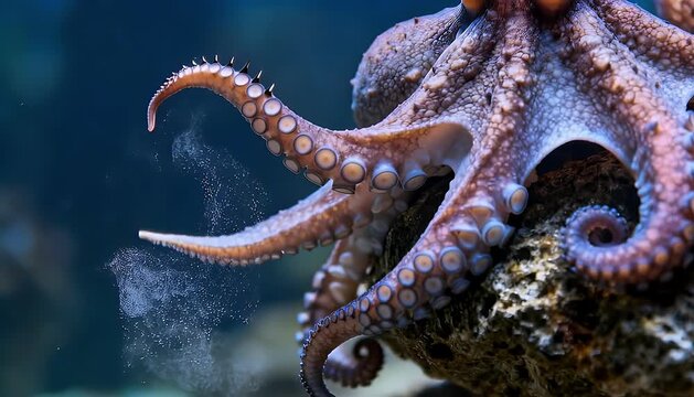 Underwater octopus close up marine life aquatic creature