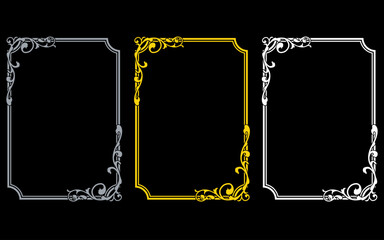 アールヌーボー風フレームセット。金色銀色白色。A判型。