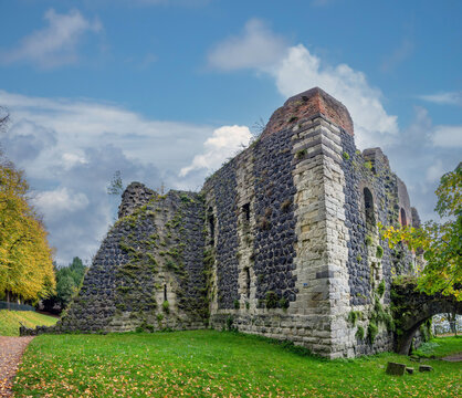 Imposing ruins of  Imperial Palatinate of Kaiserswerth, D&uuml;sseldorf, Noth Rhine-Westphalia, Germany