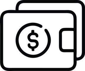 Wallet with Dollar Sign Icon Keywords: wallet, money, finance, currency, dollar, cash, payment