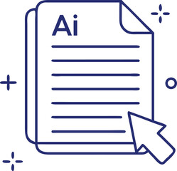 Document with Ai and Cursor Icon Keywords: document, file, Ai, Adobe Illustrator, cursor, mouse