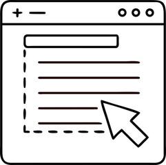 Web page with cursor and text lines icon website internet