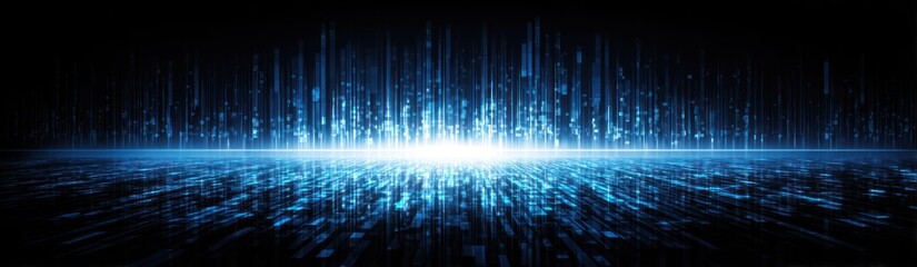 Abstract blue light effect with vertical lines and glowing element backdrop