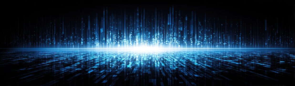Abstract blue light effect with vertical lines and glowing element backdrop