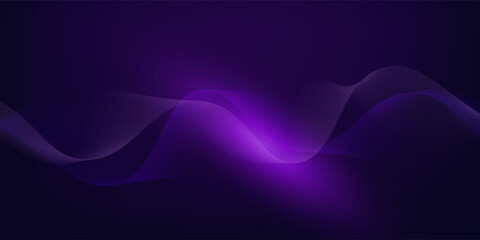 Dot blue purple wave line light gradient dark background. Abstract  technology big data digital background. 3d rendering.
