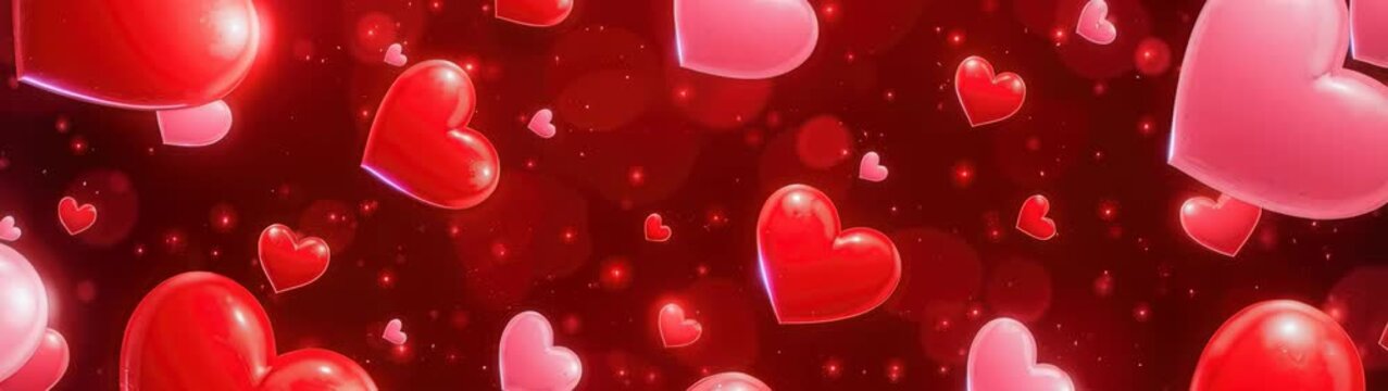 Red and pink hearts floating valentine's day background as love and romance.