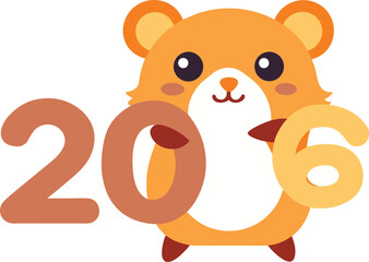 Fototapeta premium Cute bear holding 206 isolated on transparent background