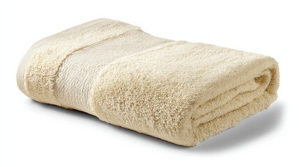 Soft plush cream towel folded neatly for bathroom or spa use
