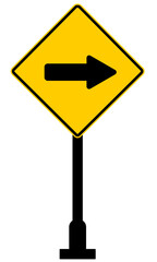 Roadsign right arrow with yellow background vector illustration for educational purpose ready to print or digital usage