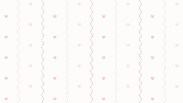 Light pink hearts and wavy lines on white background