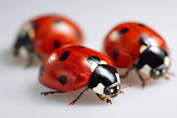 Close up of colorful ladybugs in focus with clear details