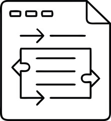 Document Flowchart Icon with Arrows and Text Lines