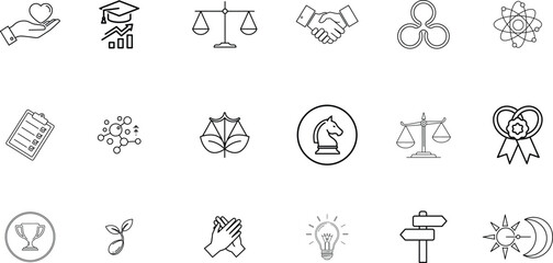 Fototapeta premium Collection of 16 small black and white illustrations