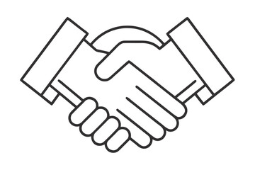 Naklejka premium Minimalist Handshake Line Icon – Partnership, Agreement, and Business Collaboration Symbol