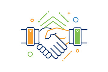 Minimalist Handshake Line Icon &ndash; Partnership, Agreement, and Business Collaboration Symbol