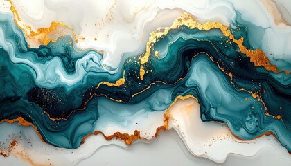 Luxury Abstract Marble & Fluid Stone Collection – White Calacatta Marble with Gold Veins and Ultra-Detailed Teal, Emerald, and Orange Agate Flow Textures, Premium Decorative Surfaces for Interior Desi