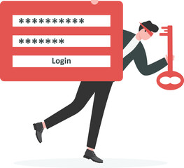 Online Data Theft and Login Credential Phishing Concept 
