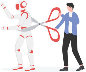 Robot Replacing Humans and Cutting Down Resources 

