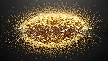 Elegant black backdrop adorned with a mesmerizing array of shimmering gold dust