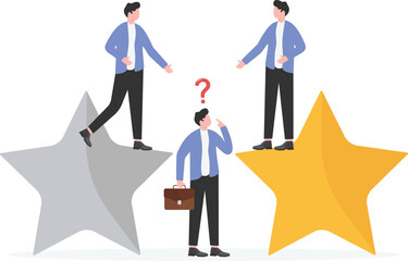 Businessman Facing Difficult Career Decisions and Choosing Between Options
