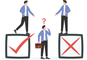 Businessman Facing Difficult Career Decisions and Choosing Between Options
