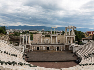 Ancient Theatre of Philippopolis - old roman amphitheatre in Plovdiv