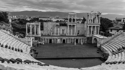Ancient Theatre of Philippopolis - old roman amphitheatre in Plovdiv