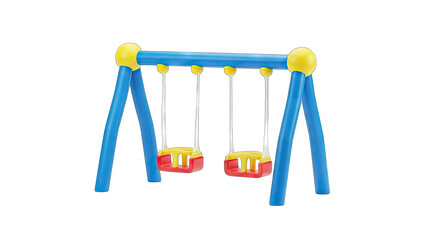 Colorful Playground Swing Set Isolated on White