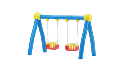 Colorful Playground Swing Set Isolated on White