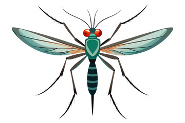 High-quality vector illustration of a mosquito in detailed line art style. This black and white insect outline is perfect for educational materials, biology textbooks, scientific posters, and healthca