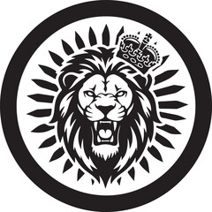 Obraz premium Royal Lion King Crown Logo – Majestic Heraldic Lion Head Vector.
