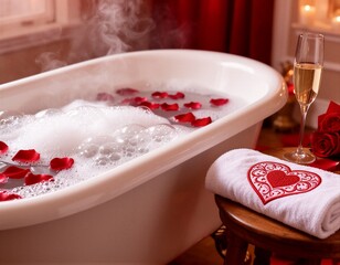 Romantic Bubble Bath with Roses